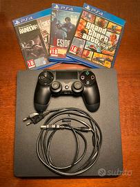 Sony PS4 Slim nera 500 GB con DualShock e 3 giochi