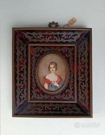 Antico trittico STILE BOULLE -Miniature Nobildonne
