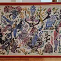 Batik indonesiano autentico incorniciato - 73x46 c