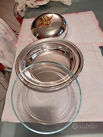 Piatto da portata inox e vetro