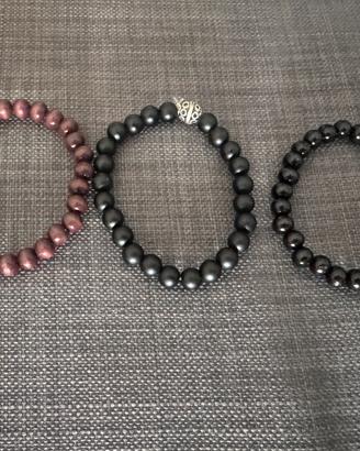 3 braccialetti nuovo con palline uomo