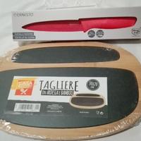 Tagliere in ardesia e bambù con coltello