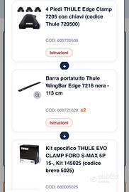 Barre Portatutto  THULE WINGBAR EDGE 7216 Nere
