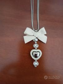 collana Thun cuore bianco e fiocco