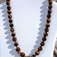 Collana in occhio di tigre con chiusura in oro 18