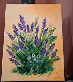 pittura acrilica su tela:mare e fiori