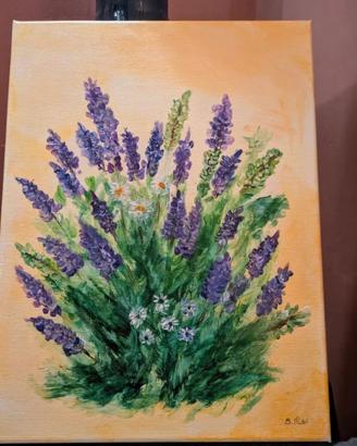 pittura acrilica su tela:mare e fiori