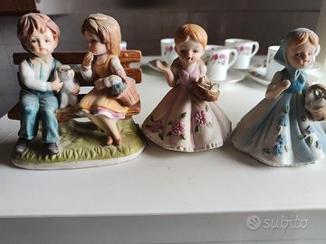  statuette in porcellana biscuit vintage 