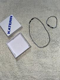 Set parure tennis-collana e bracciale con zirconi