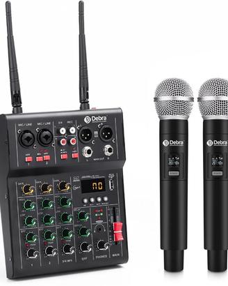 Mixer + 2 Microfoni Wireless ideale per Karaoke