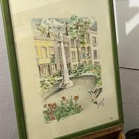 Quadro sardo acquarello china scorcio Cagliari