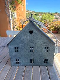 Lampada Casetta Lamiera Zincata Shabby