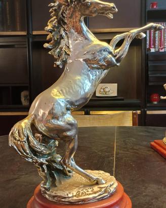 statua cavallo artigianato fiorentino  argento 