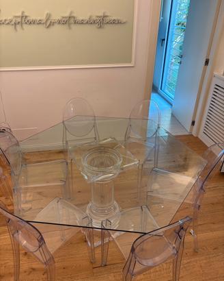 Tavolo di design in cristallo + plexiglass