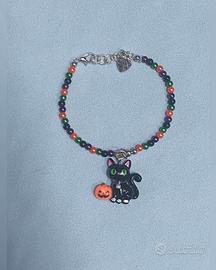 BRACCIALE GATTO CON ZUCCA HALLOWEEN FATTO A MANO