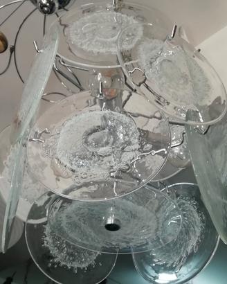 Lampadario Vistosi anni 60 con vetri di Murano