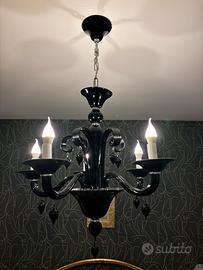 Lampadario nero lucido 5 luci stile classico
