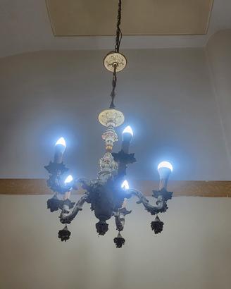 LAMPADARIO CAPODIMONTE A 5 LUCI