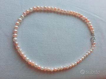 Collana perle Acqua dolce 6,5 mm Tahiti in Argento