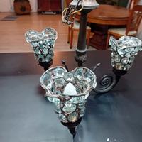 Lampadario antico in vetro e ottone