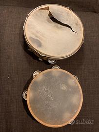 2 tamburelli 25cm e 20 cm in legno