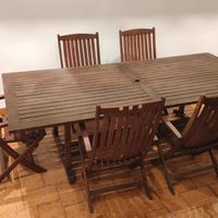 Tavolo Giardino in legno con sedie Num 6
