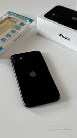 iPhone 11 Black 64GB con cover, 3 vetri e scatola