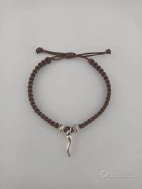 braccialetto portafortuna con cornetto argentato