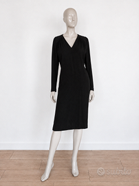 Abito Midi Vintage Luisa Spagnoli in Viscosa Nero 