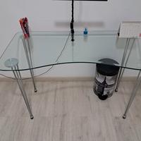 Scrivania in Vetro Temperato e Acciaio 120x60x76 