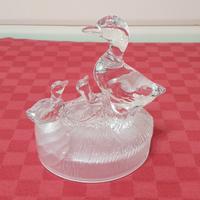 Statua Statuetta Papere in Vetro Cristallo Vintage