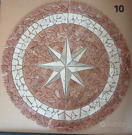 mosaico rosone in marmo anticato rosso