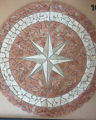 mosaico rosone in marmo anticato rosso