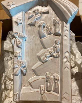 Mattonella presepe in ceramica di Faenza