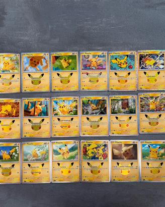 Set COMPLETO Pikachu 30/30 Anniversario Pokémon