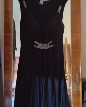 Abitino Nero Elegante con Strass in Vita - Donna -