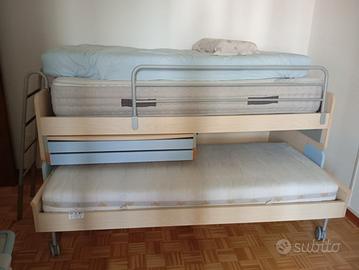 Letto a castello con scrivania e cassetti 
