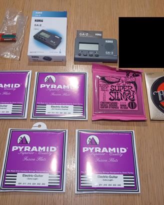 Corde ed accordatore per chitarra