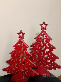 Soprammobili natalizi 2 alberi di natale rossi