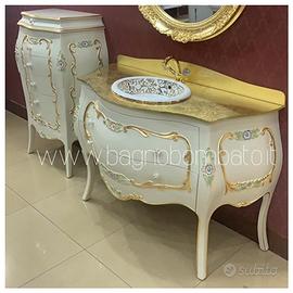 Mobile bagno bombato massello intagliato giada