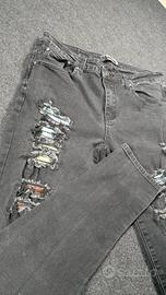 jeans uomo amiri taglia s neri con toppe colorate 