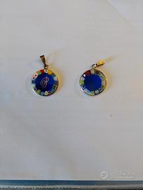 Due ciondoli Murrina in argento oro con l