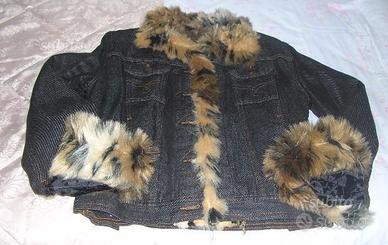 Giubbino in jeans con finiture di pelliccia