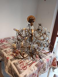 Grande lampadario antico in tole italiano