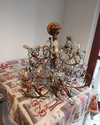 Grande lampadario antico in tole italiano