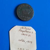 1 Soldo 1809 M Napoleone I Regno D'italia 