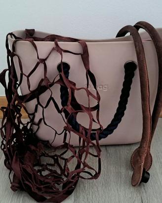 O bag color tortora/rosa cipria