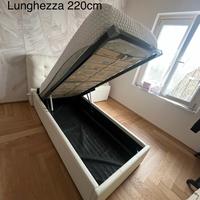 Letto singolo imbottito con contenitore