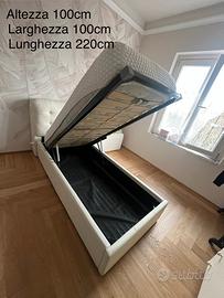 Letto singolo imbottito con contenitore