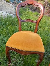 6 sedie d’epoca imbottite in legno